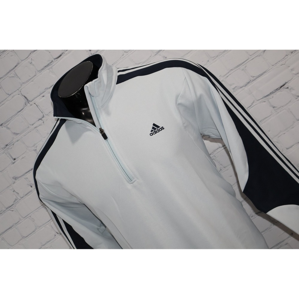 Adidas 1/4 Zip Pullover Mens Large Light Blue Clima365 Golf Gym Year 2007 **